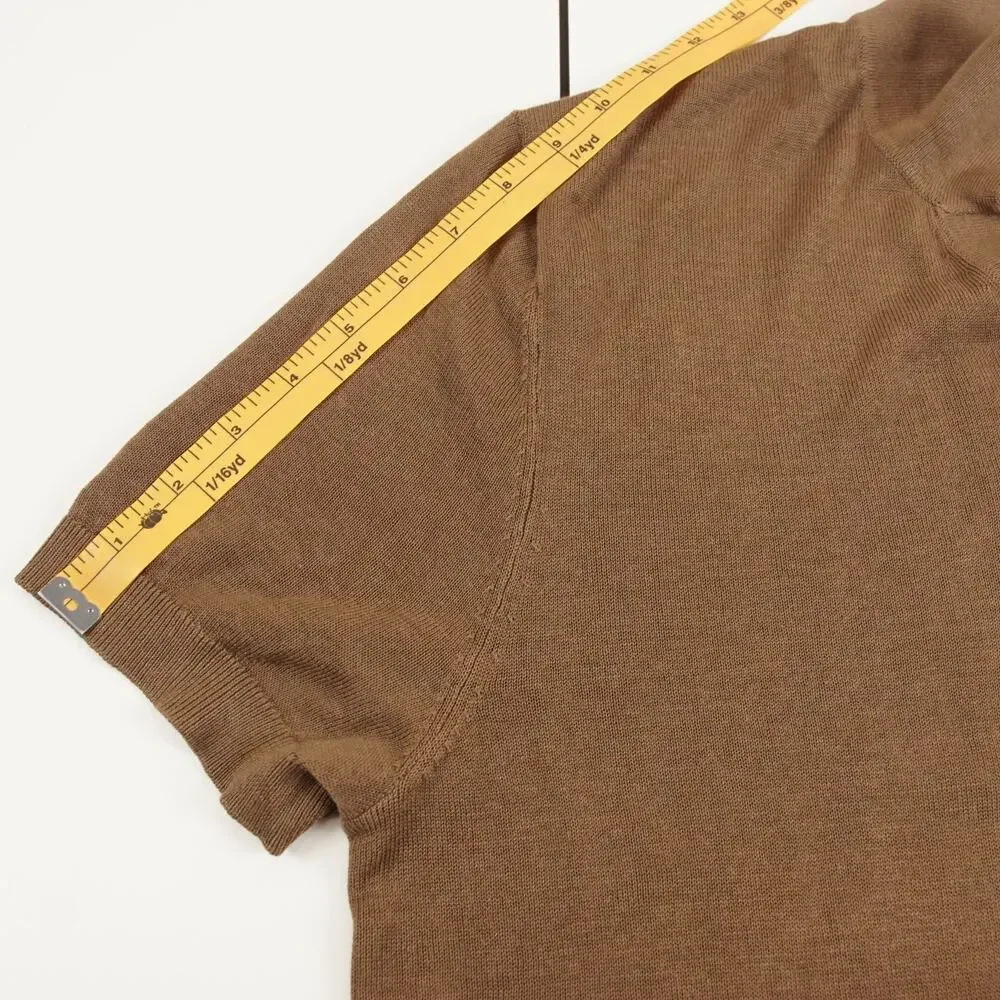 NWT Zara Cotton Linen Lyocell Soft Brown Knit Short Sleeve Polo Mens Sz L - Picture 4 of 7
